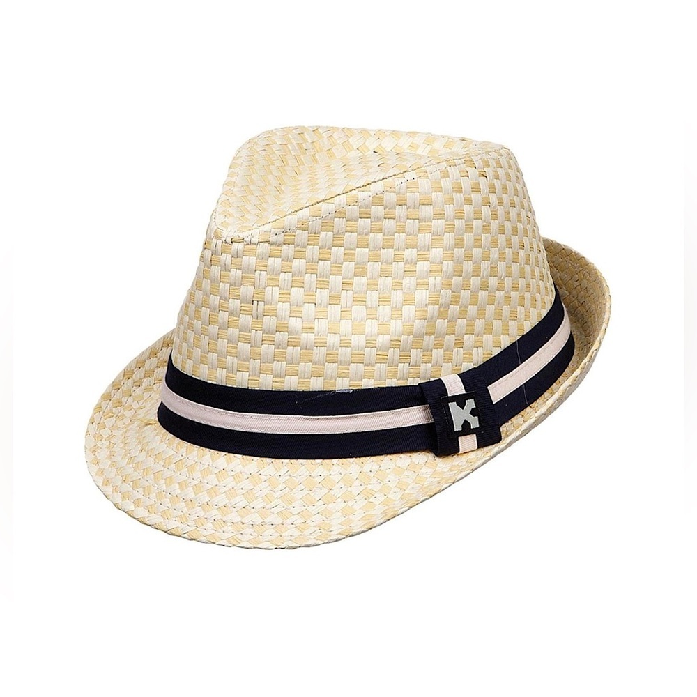 Kenny K. Stingy Brim Toyo Straw Fedora‎ Hat Straw Paper Neutral Sz Large NWOT